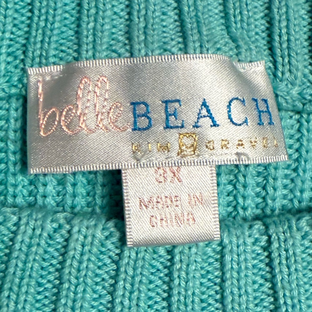 Belle by Kim Gravel Teal Sweater with White Palm Tree - Picture 3 of 7